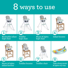 Music & Lights 8-in-1 Convertible High Chair