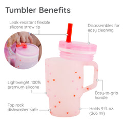 My 1st Tumbler™ Silicone 9oz – Pink Hearts