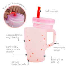 My 1st Tumbler™ Silicone 9oz – Pink Hearts