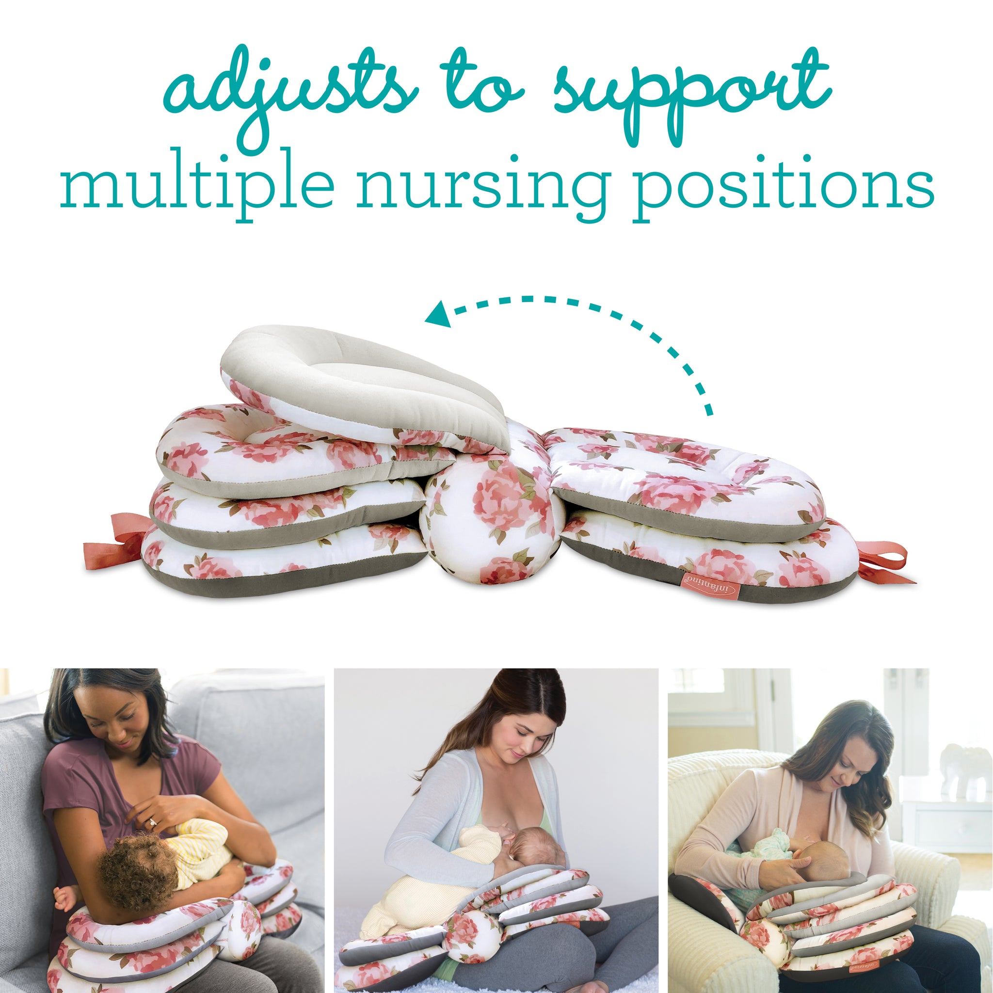 Elevate Adjustable Nursing Pillow Floral Infantino