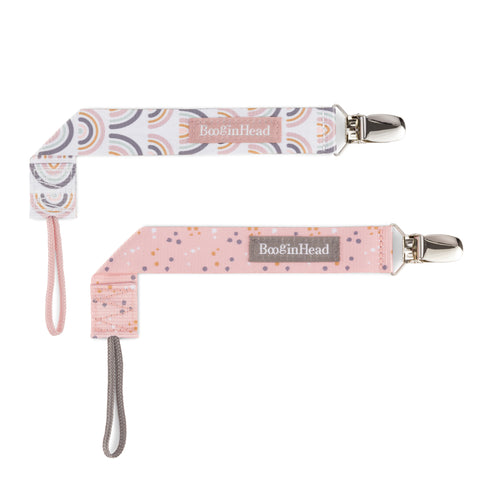 2-Pack Pacifier Clips - Pink Rainbows