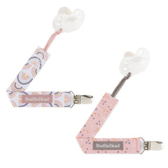 2-Pack Pacifier Clips - Pink Rainbows