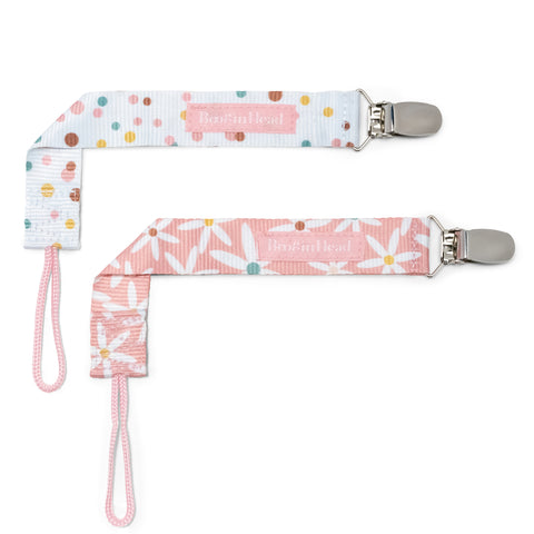 2-Pack Pacifier Clips - Pink Daisy