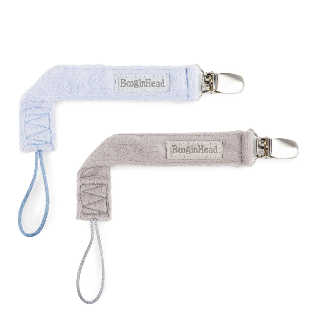 2-Pack LUXE Pacifier Clips - Luxe Blue Fluff