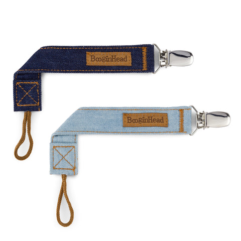 2-Pack LUXE Pacifier Clips - Blue Jean Baby