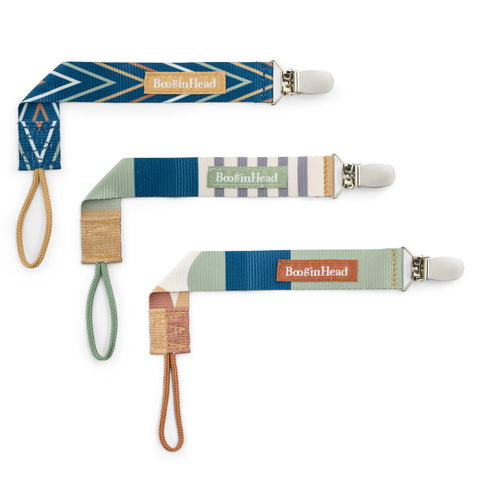 3-Pack Pacifier Clips - Geometric Blues