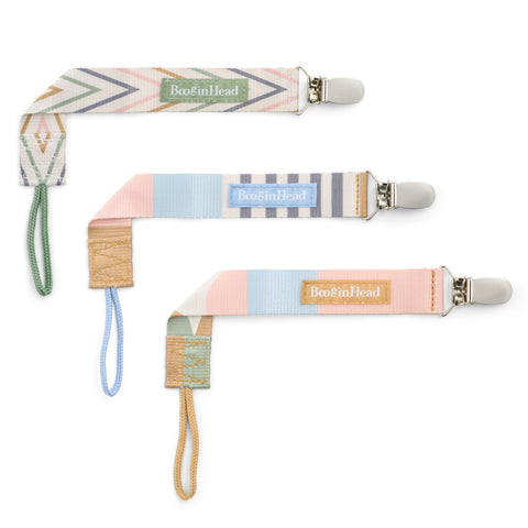 3-Pack Pacifier Clips - Geometric Pinks