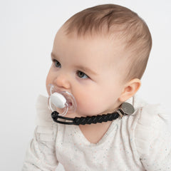 2-Pack Silicone Teething Pacifier Clips - Black & White