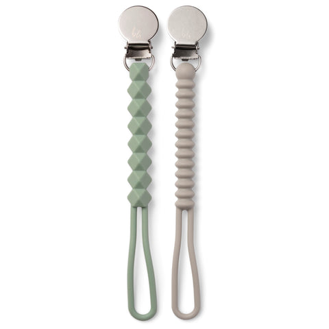 2-Pack Silicone Teething Pacifier Clips - Sage & Stone