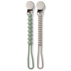 2-Pack Silicone Teething Pacifier Clips - Sage & Stone