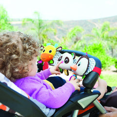 musical stroller baby's partner Stretch & Play Musical Travel Trio™ Stroller Bar Toy – Infantino