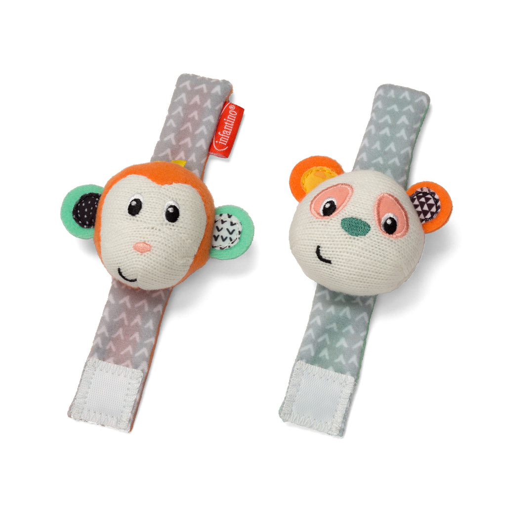 Panda Wrist Rattles for Baby in Black and White (Set of 2) – Genius Babies