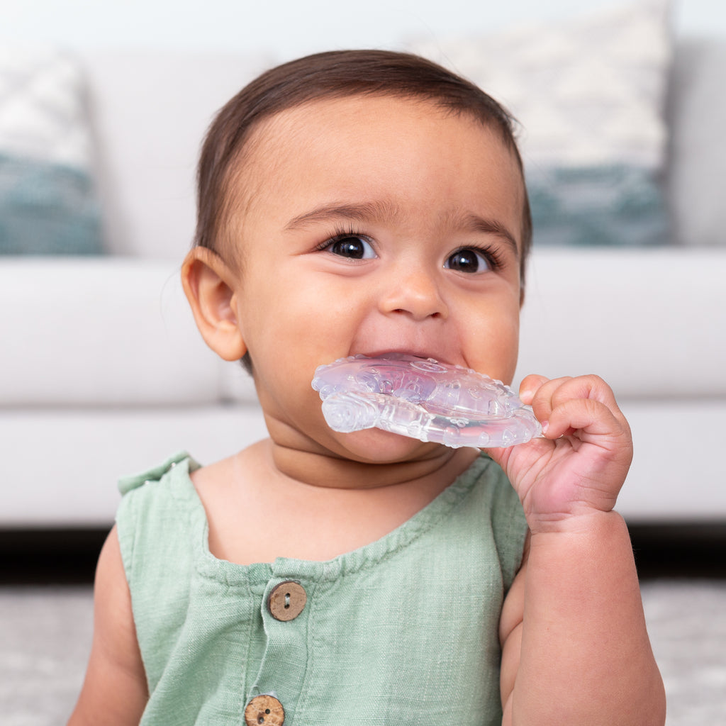 Teething has never been cuter! This pink Baby Toon is the perfect