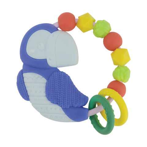 BUSY BEAD RING SILICONE TEETHER - PUFFIN